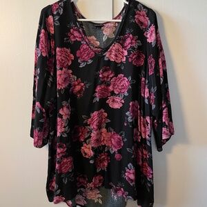 Torrid Women's Rayon Light Knit Quarter Sleeve Rose Blouse